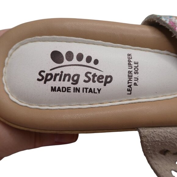 Spring Step Viniko Floral Leather Open Toe Wedge Slide Sandals Womens 41 US 10 - Picture 12 of 13